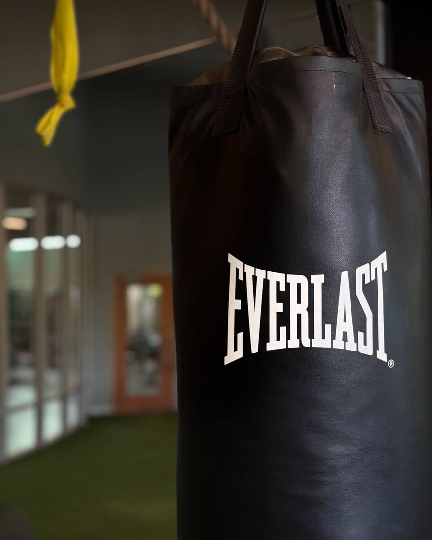 Heavy boxing bag in the VIVE Arena STRIKE area